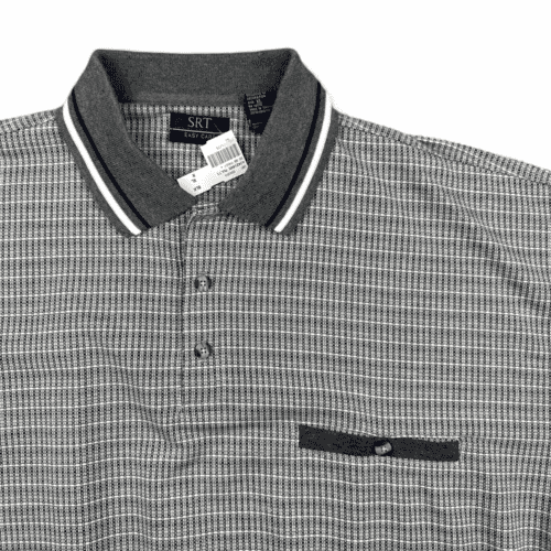 Golf Polo Shirt Banded Gray White Geometric Pocket Adult EXTRA LARGE