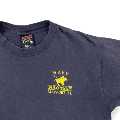 Vintage US Navy Polo Team Shirt 90s Navy Blue Adult MEDIUM