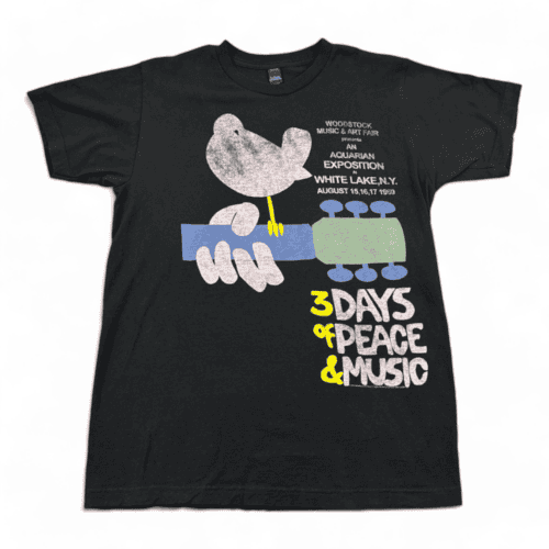 Woodstock Shirt Music Festival Concert Retro Reprint Black Adult MEDIUM