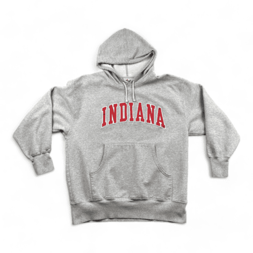Vintage Indiana University Sweater Gray Spell Out Hoodie Hoosiers 90s Adult LARGE