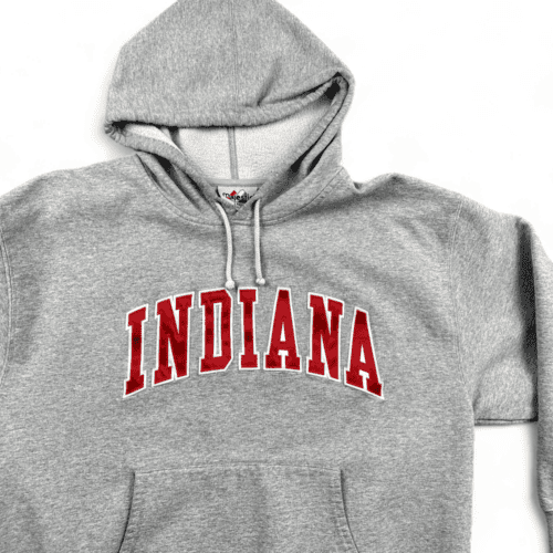 Vintage Indiana University Sweater Gray Spell Out Hoodie Hoosiers 90s Adult LARGE