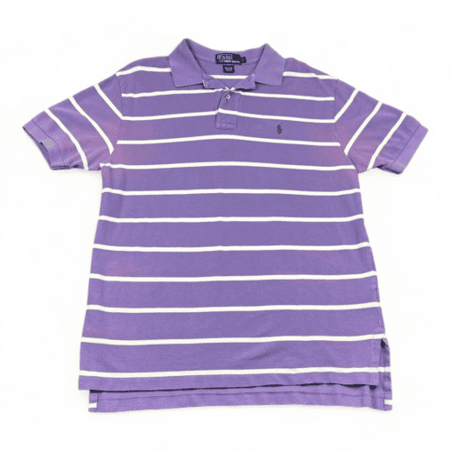 Vintage Ralph Lauren Polo Shirt 90s Purple White Stripe Small Pony Adult MEDIUM